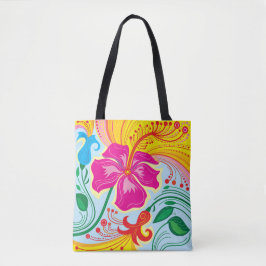 Bolsa Tote Flores Tropicais Soprado Pelo Vento