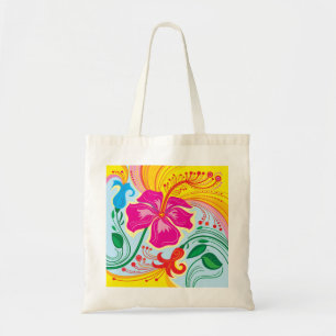 Bolsa Tote Flores Tropicais Soprado Pelo Vento