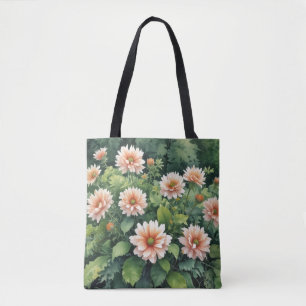 Bolsa Tote Flores Verde Elegante Aquarela