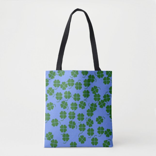 Bolsa Tote Flores verdes em azul (Frente)