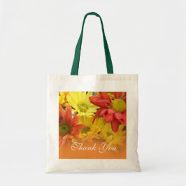 Bolsa Tote Flores vermelhas, amarelas, margaridas laranja obr