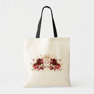 Bolsa Tote Flores Vermelhas Decorativas Saco de Bandas de Fér