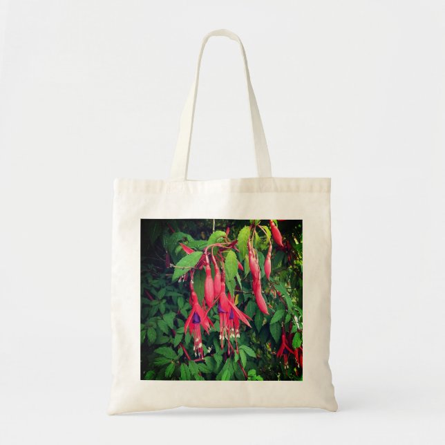 Bolsa Tote Flores vermelhas e roxas (Frente)