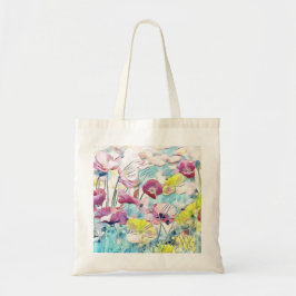 Bolsa Tote Flores vermelhas, rosa e amarelas
