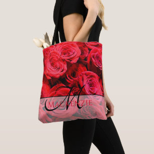 Bolsa Tote Flores vermelhas rosas vermelhas Elegantes
