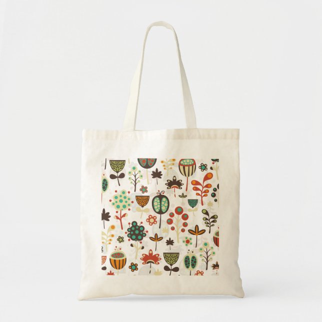 Bolsa Tote Flores Vermelhos E Marrons (Frente)
