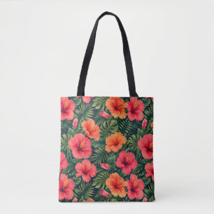 Bolsa Tote Flores Vibrantes de Hibisco Tropical