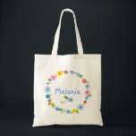 Bolsa Tote Flores Whimsical com seu nome Bag<br><div class="desc">Flores Whimsical com seu nome Bag,  desenho vetorial feito pelo artista holandês Ans Collijn</div>