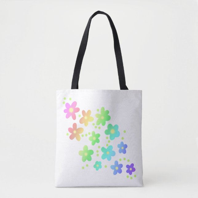 Bolsa Tote Flores Whimsical Rainbow (Frente)