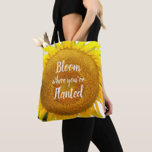 Bolsa Tote Floresça Onde Você Está Plantado Girassol Amarelo