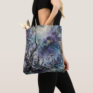 Bolsa Tote Floresta Assombrada Árvores Surreais Místicos Cogu