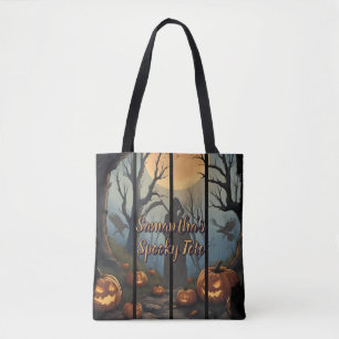 Bolsa Tote Floresta Assombrada de Halloween Personalizada