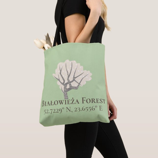 Bolsa Tote Floresta Białowieża Latitude & Longitude (Close Up)