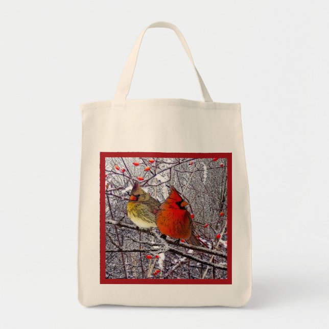 Bolsa Tote Floresta cardinal (Frente)