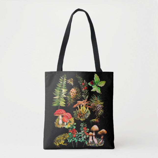 Bolsa Tote Floresta, cogumelos silvestres (Frente)