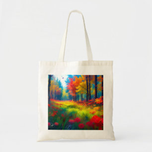 Bolsa Tote Floresta com Árvores Coloridas e Flores-47560