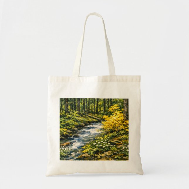 Bolsa Tote Floresta com Flores Silvestres Amarelas (Frente)