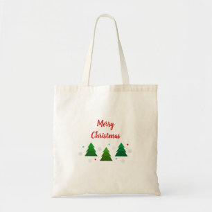 Bolsa Tote Floresta de árvores de Natal, flocos de neve, pont
