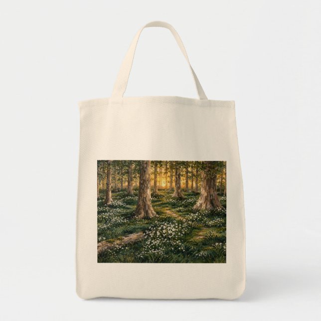 Bolsa Tote Floresta de Flores Silvestres Iluminada pelo Sol (Frente)