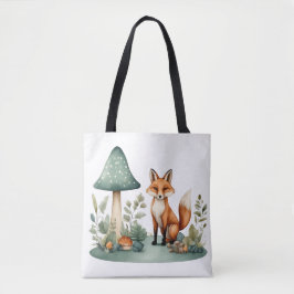 Bolsa Tote Floresta de Madeira Fox e Cogumelos