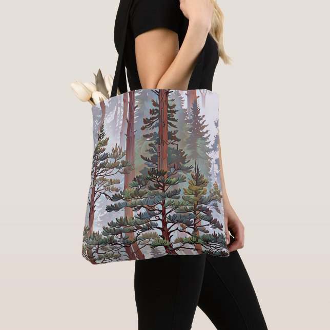 Bolsa Tote Floresta de magníficas árvores de pinheiro – Obra  (Close Up)