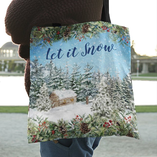 Bolsa Tote Floresta de Natal da Neve de inverno (Criador carregado)