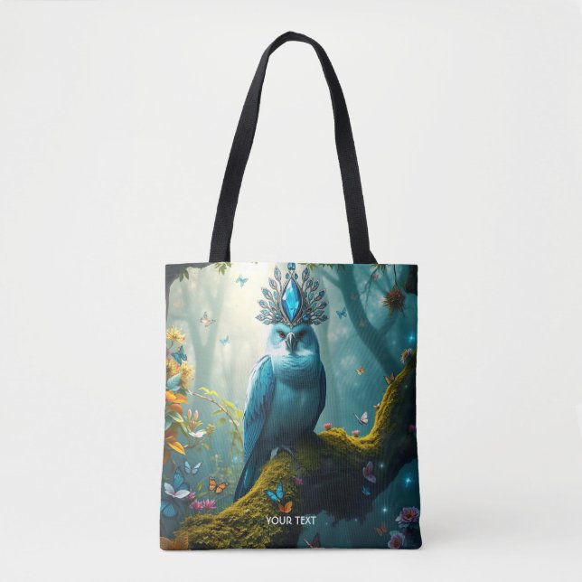 Bolsa Tote Floresta de Pássaros Azuis Fantasy (Frente)