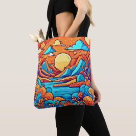 Bolsa Tote Floresta Desenho Animado Arco-Íris Deslumbrante