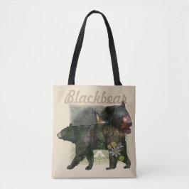 Bolsa Tote Floresta do urso preto dentro