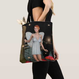 Bolsa Tote Floresta Encantada Fada Cogumelo Arte Fantasia