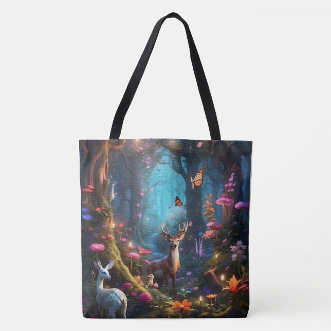 Bolsa Tote Floresta Encantada Um Oásis Místico (Frente)