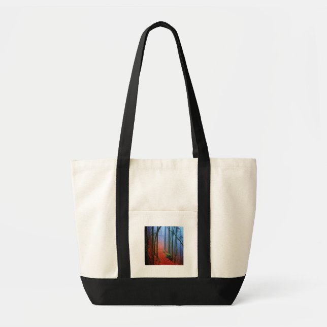 Bolsa Tote Floresta Pintada Outono Névoa Azul (Frente)