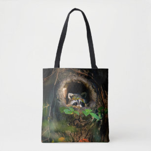 Bolsa Tote Florestas Raccoon Peeking