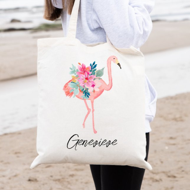 Bolsa Tote Florestas Tropicais, Flamingo Rosa, Bridesmaid Tot (Criador carregado)