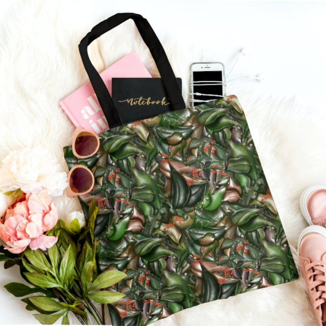 Bolsa Tote Florestas verdes e bagas (Criador carregado)