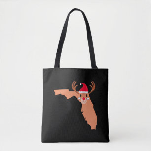 Bolsa Tote FLORIDA Christmas Hat Antler Red Nose Reindeer