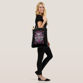 Bolsa Tote Flórida do crânio, cor de água do esqueleto rosa,