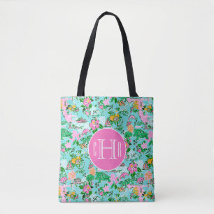 Bolsa Tote Flórida Map Preppy Palm Beach Pattern Impressão