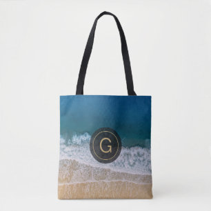 Bolsa Tote Flórida Turquoise Blue Sea & Beach Custom Monogram