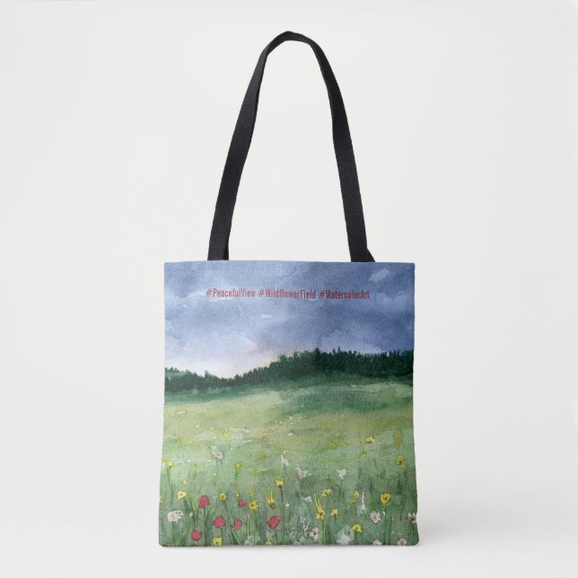 Bolsa Tote Flower Field Landscape  (Frente)