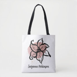 Bolsa Tote Flower line art  (PERSONALIZE)