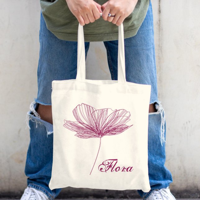 Bolsa Tote Flower Roxo Cute Boho Girly Artsy, Elegante (Criador carregado)