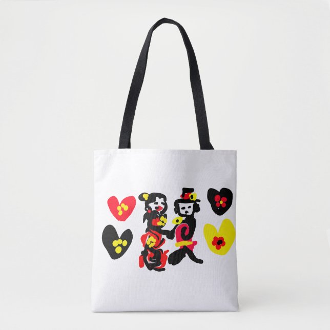 Bolsa Tote Flowers and black and red Valentine day (Frente)