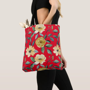 Bolsa Tote Flowers Vintage Watercolor Cute