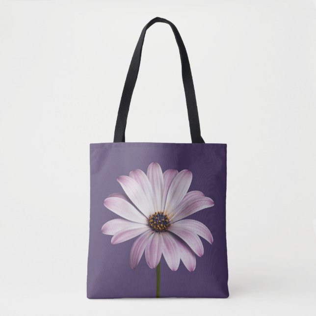 Bolsa Tote Flowers | White & Purple Daisy (Frente)