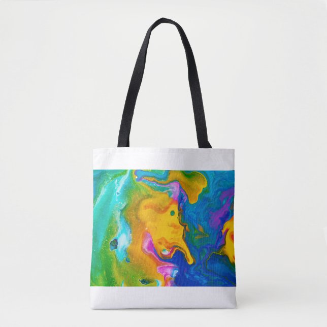 Bolsa Tote Fluid Art. Abstrato cor de fundo, papel de parede (Frente)