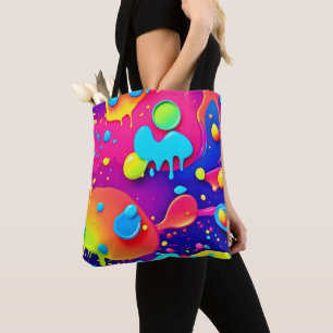 Bolsa Tote Fluid Color Chaos: Trabalho de arte digital dinâmi