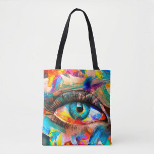 Bolsa Tote "Fluorite" - pintura a óleo. Abstrato conceptual