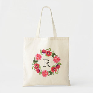 Bolsa Tote Flutuantes vermelhos e cor-de-água rosa Design