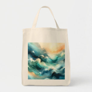 Bolsa Tote Fluxo Abstrato de Oceano Dourado